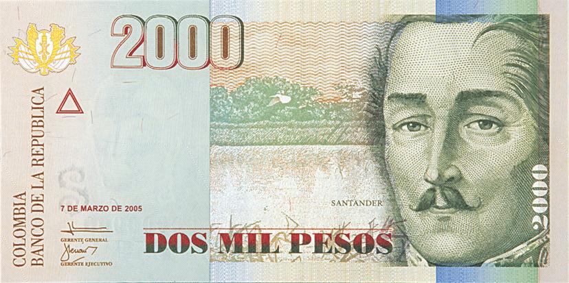 Billete De 2 000 Pesos Banco De La Rep blica banco Central De Colombia 