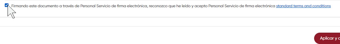 Marcar opción de aceptar los términos y condiciones.
