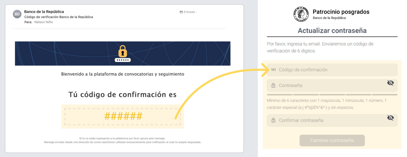 Captura de pantalla de la plataforma Patrocinio posgrados