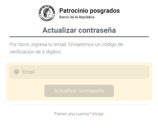 Captura de pantalla de la plataforma Patrocinio posgrados