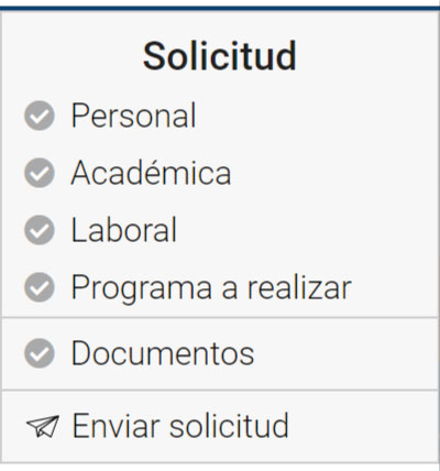 Captura de pantalla de la plataforma Patrocinio posgrados