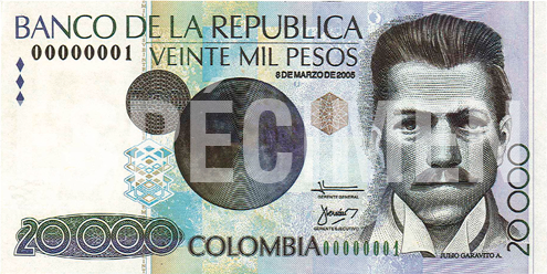 Imagen del billete de 20.000 pesos - Edición conmemorativa de Julio Garavito