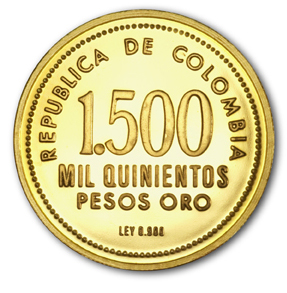 Reverso de la moneda conmemorativa de oro del cincuentenario del Banco de la República 