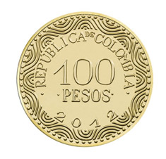 Imagen del reverso de la moneda de 100 pesos