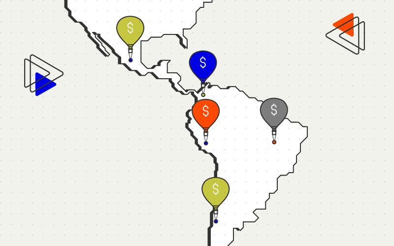 Imagen con mapa de América señalando los países analizados en el blog