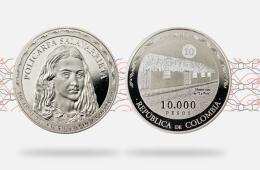Imagen de la moneda conmemorativa del Bicentenario del sacrificio de la heroína nacional Policarpa Salavarrieta