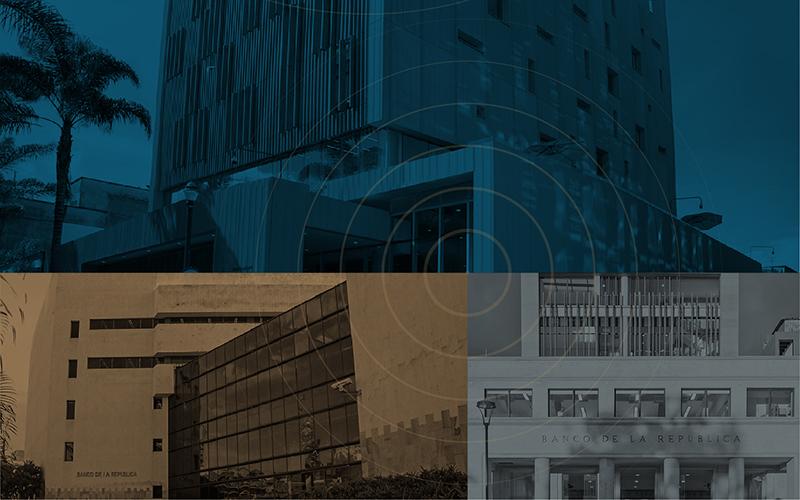 Fachadas de varias sedes del Banco de la República
