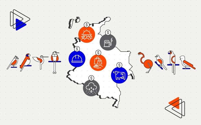 Imagen del blog con mapa de Colombia señalando las 6 regiones del estudio